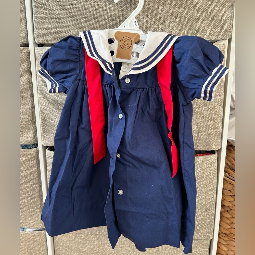 Petit Ami Nautical Dress Sailor 3m Navy Baby Girl